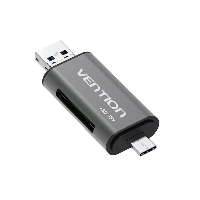 Leitor de cartões multifunções Vention USB3.0 cinzento metal Type