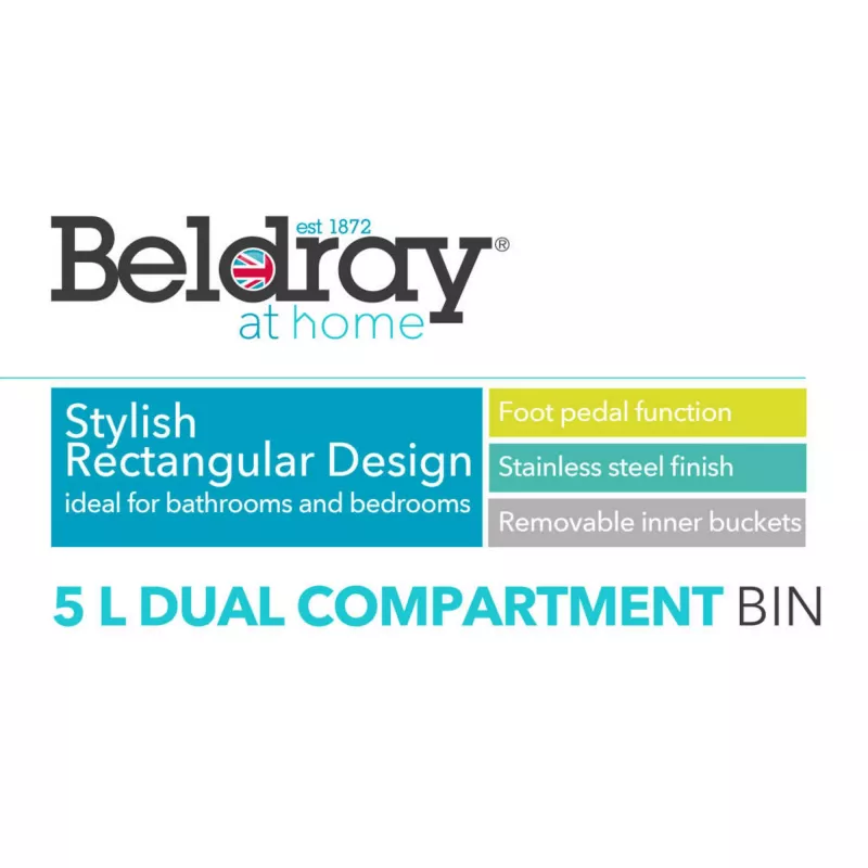 Balde do lixo com dois compartimentos Beldray LA035235SSFEU7 aço inoxidável 5 litros