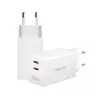 Adaptador de tomada USB duplo 65W, 2xUSB-C, branco