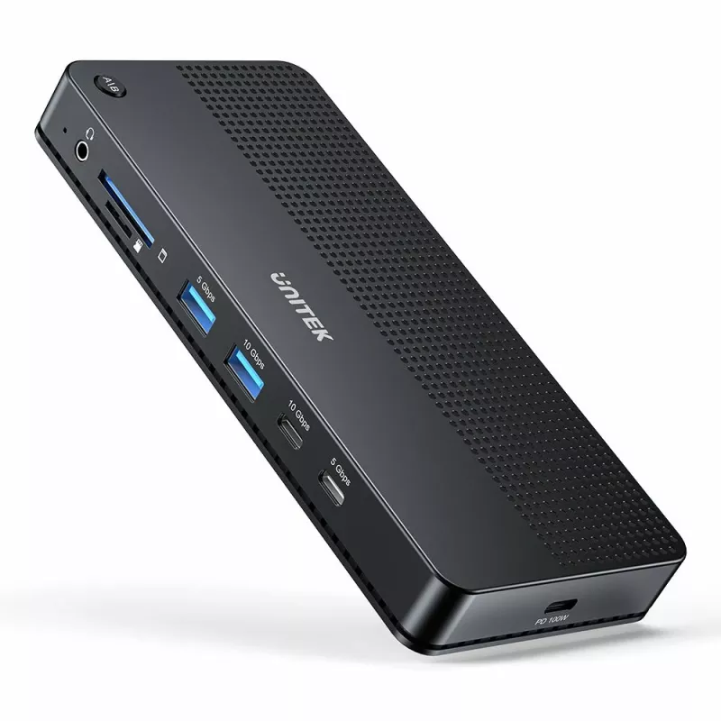 Docking station UNITEK D1103A01 USB4 com fio preto 100W Power Delivery