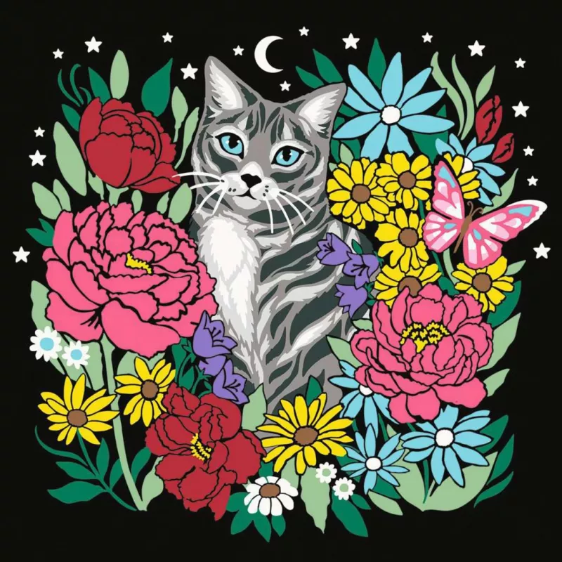 Conjunto de pintar por números Ravensburger CreArt Pixie Cold Cat (modelo 25855) – conjunto de pintura em tela
