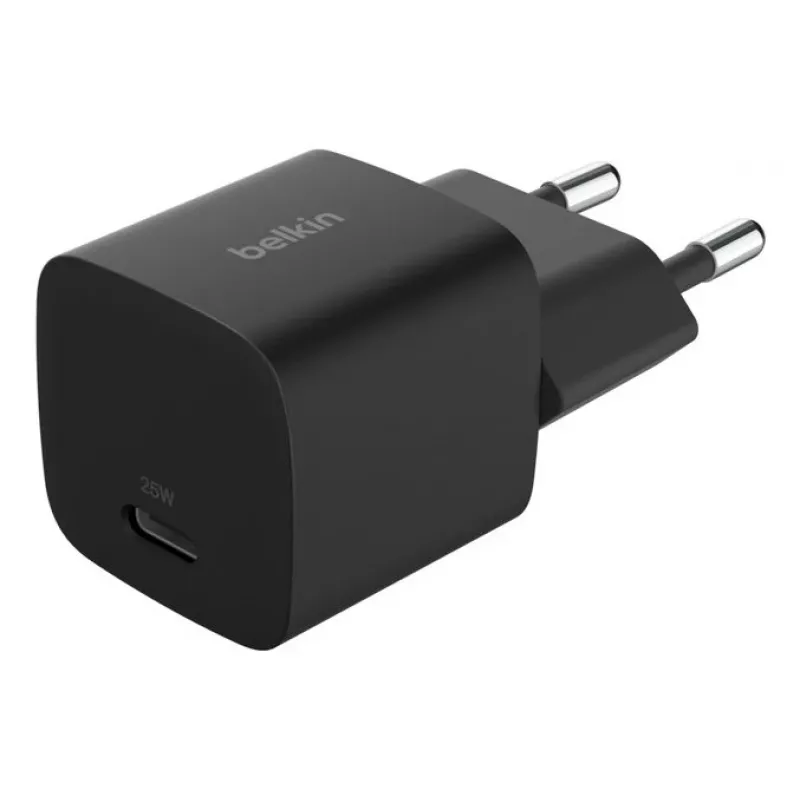 Carregador USB-C Belkin BOOSTCHARGE 25W Power Delivery preto – carregador de parede USB‑C PD 25W rápido