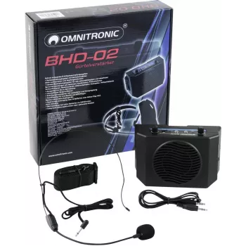 Amplificador de cinto Omnitronic BHD-02 20 W de potência, amplificador portátil compacto para aplicações de áudio portáteis