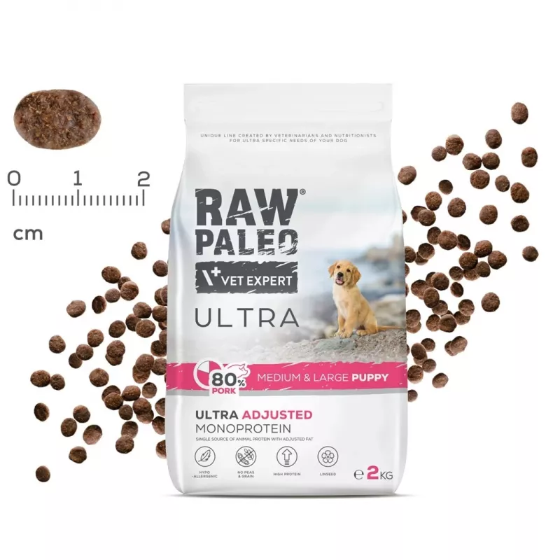 RAW PALEO Ultra Pork Medium & Large Puppy - Comida seca para cães - 10 kg