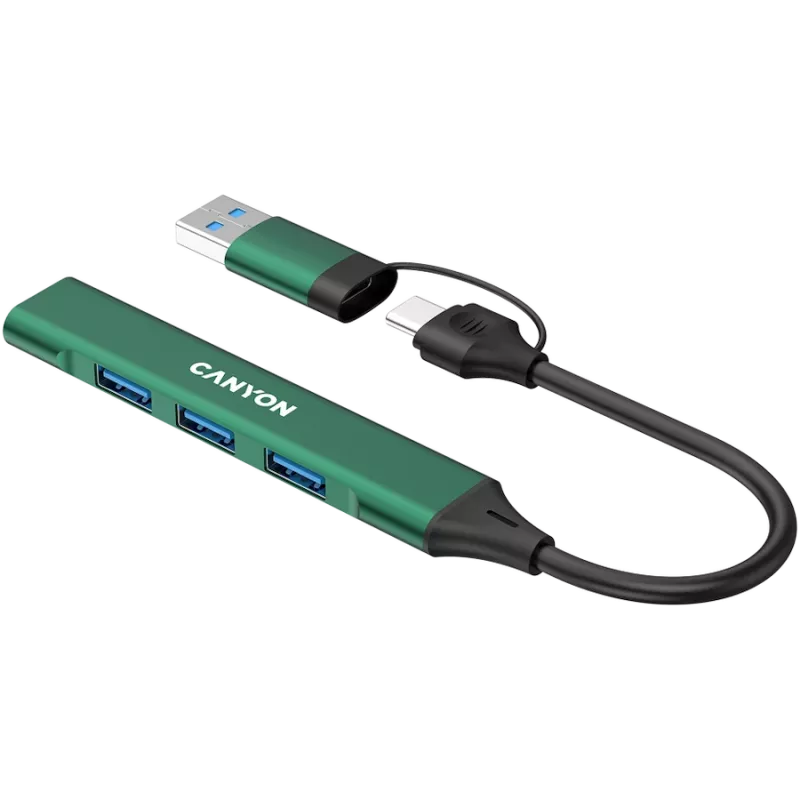 Hub CANYON DS-02 4 em 1 USB-A/C verde