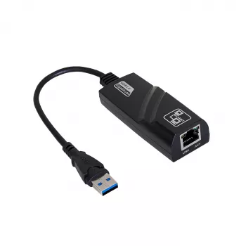 Adaptador Akyga AK-AD-31 USB 3.0 para Gigabit Ethernet, RJ45, cabo de 15 cm, preto