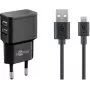 Goobay Conjunto de carregamento Micro USB Dual 2,4 A, preto, 1 m (44984)