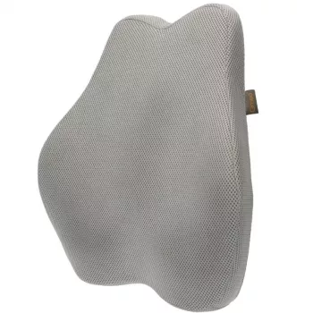 Almofada de apoio lombar MDH DRQE3S0BBXUXP — espuma viscoelástica ergonómica, 450×410×105 mm, densidade 55 kg/m³, cinzento, saco de armazenamento incluído