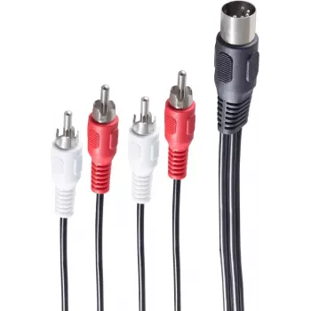 shiverpeaks BS10402 Cabo de áudio 1,5 m DIN (5 pinos) 4 x RCA preto (BS10402)