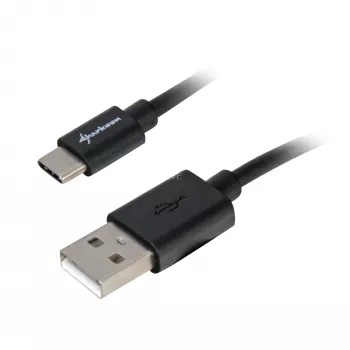 Adaptador de cabo USB 2.0 A para USB-C Sharkoon 0,5 m, preto
