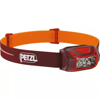 Lanterna frontal Petzl Actik Core — LED, 100 lm, bateria USB-A de 1250 mAh integrada, IPX4, vermelha
