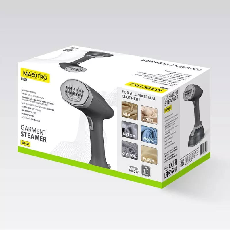 Alisador a vapor Maestro MR-358 1600W, alisador a vapor de mão portátil para vaporização vertical