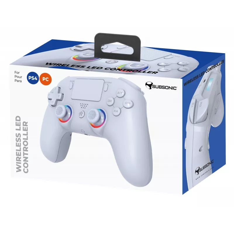 Comando LED sem fios SUBSONIC SA5639-2 — para PS4 e PC, branco, ligação sem fios