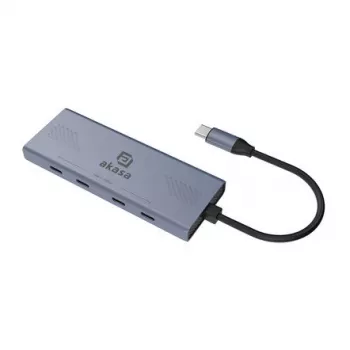 Hub multiporta Akasa 4 portas USB-C (USB 3.2 Gen 2) com conector USB-C alumínio (anodizado) AK-CBCA32
