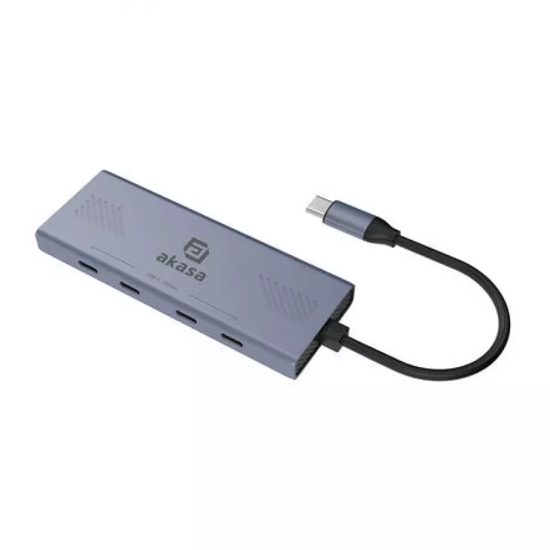 Hub multiporta Akasa 4 portas USB-C (USB 3.2 Gen 2) com conector USB-C alumínio (anodizado) AK-CBCA32