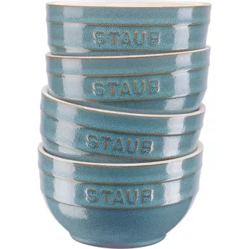 Conjunto de tigelas Staub Ceramique 0.7 L redondas cerâmica turquesa 4 unid.