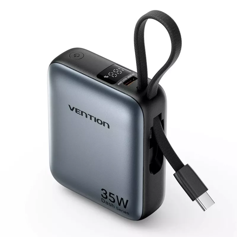 Vention FHEH0 power bank 10000 mAh 35 W com cabo USB-C, cinzento