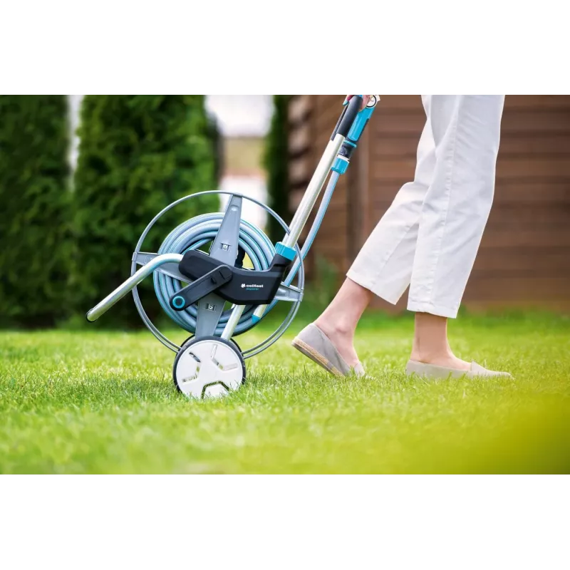 Carro de mangueira metálico Cellfast EXPLORER 60 m 1/2 polegadas – para mangueira de jardim de 60 m 1/2 polegadas