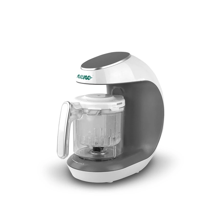 Robot de cozinha para bebé neno Cibo 300 W, tigela de 0,3 L, cozer a vapor e triturar, aquecer, cinzento/branco
