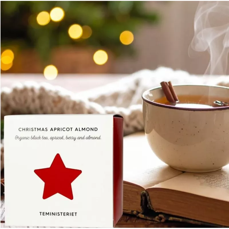 Teministeriet Christmas Apricot Almond chá preto em folhas soltas, 100 g