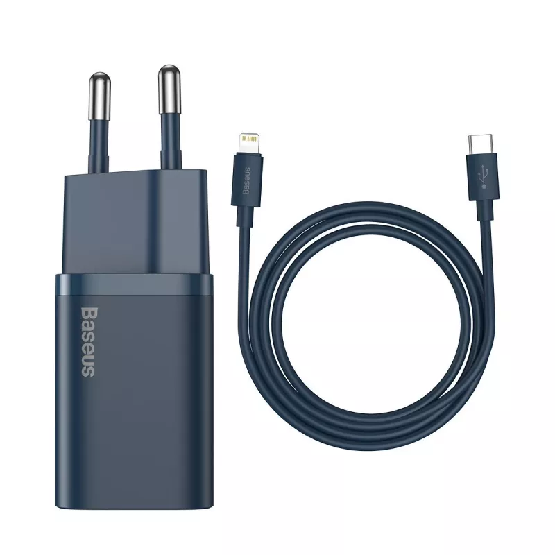 Baseus Super Si carregador com cabo USB-C para Lightning 20W azul
