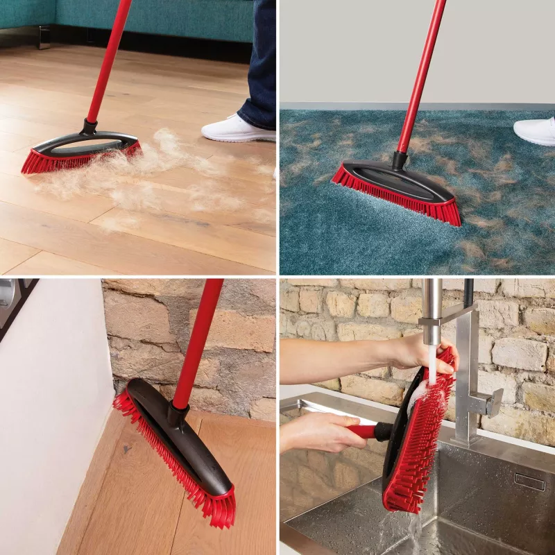 Conjunto de vassouras VILEDA Pet Pro 175388 — 3 peças, escova eletrostática e pano de microfibra, vermelho