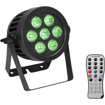 Projetor PAR LED EUROLITE 7x9W IP Rated — 7 x 9W LEDs, caixa com proteção IP