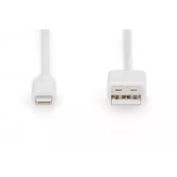 DIGITUS - Cabo Lightning - Lightning (M) para USB (M) - 1,0 m - isolamento duplo - branco - moldado - para Apple iPad/iPhone/iPod (Lightning) (DB-600106-010-W)