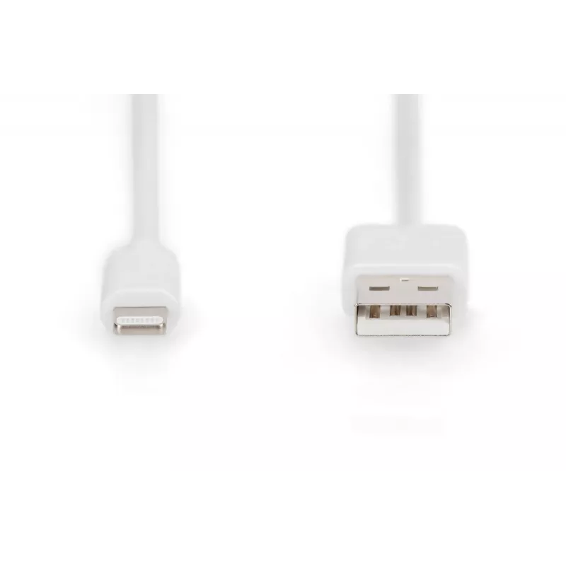 DIGITUS - Cabo Lightning - Lightning (M) para USB (M) - 1,0 m - isolamento duplo - branco - moldado - para Apple iPad/iPhone/iPod (Lightning) (DB-600106-010-W)