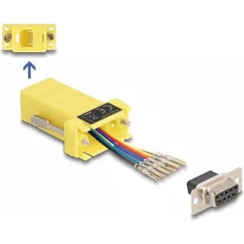 DeLOCK D-Sub 9 pinos fêmea para RJ12 fêmea kit de montagem amarelo