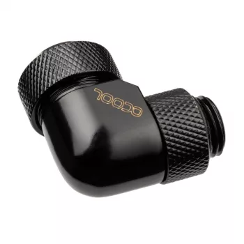 Conector de compressão Alphacool Eiszapfen 13mm HardTube 90° rotativo G1/4 - conector de compressão angular para refrigeração líquida - preto profundo