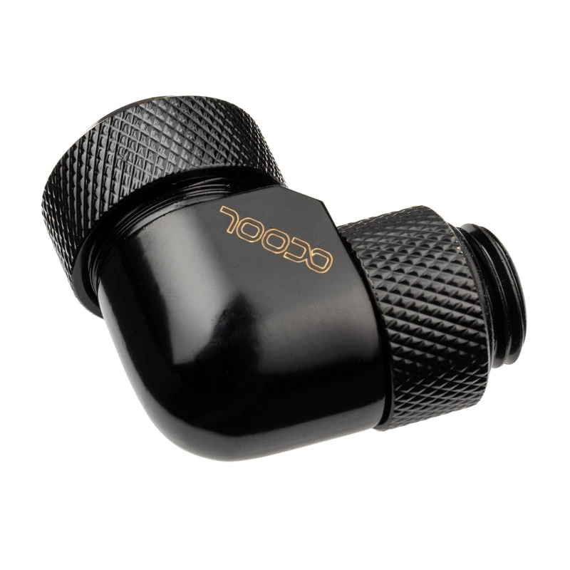 Conector de compressão Alphacool Eiszapfen 13mm HardTube 90° rotativo G1/4 - conector de compressão angular para refrigeração líquida - preto profundo