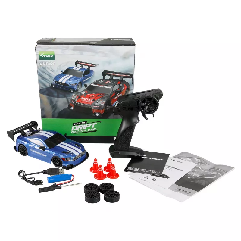 Amewi 21111 Carro de drift 4WD 1:24 RTR, azul, com iluminação inferior