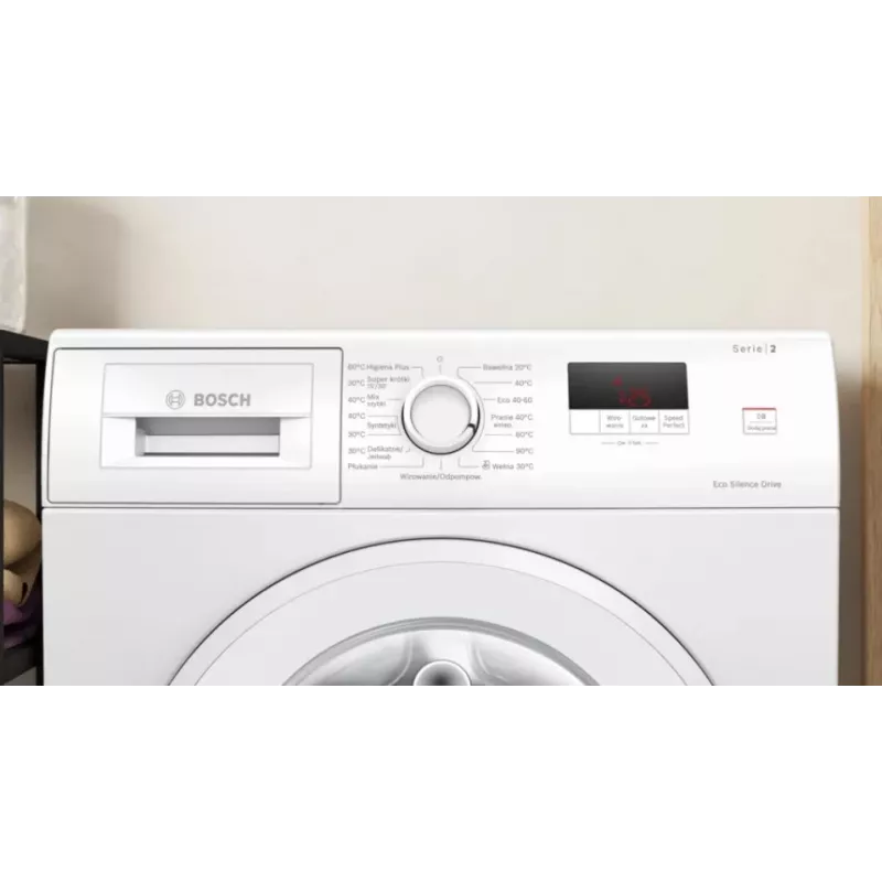 Máquina de lavar roupa de carga frontal Bosch WGE02201PL — 8 kg, 1200 rpm, tambor de 55 l, visor LED, inverter