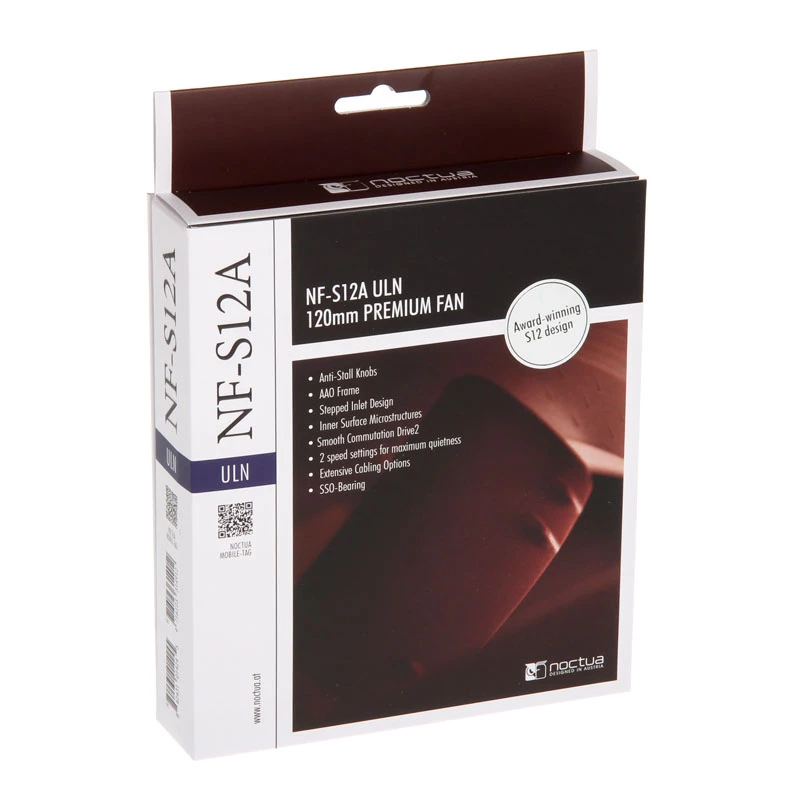 Ventoinha de caixa Noctua NF-S12A ULN de 120 mm, 3 pinos, 12 V, 600–800 rpm, 74,3 m³/h, rolamento SSO2, 120x120x25 mm, castanha
