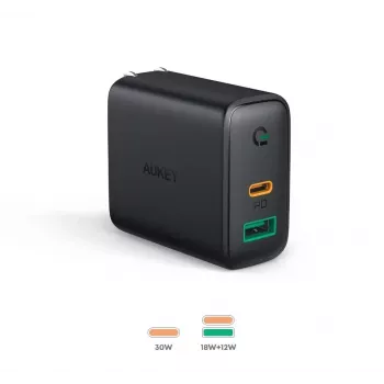Carregador de parede 2xUSB Power Delivery (1xUSB A+1xUSB C) 5.4A 30W Dynamic Detect PA-D1