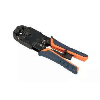 Alicate de cravar RJ45 Extralink 4P+6P+8P com catraca para fichas modulares, 1 unid.