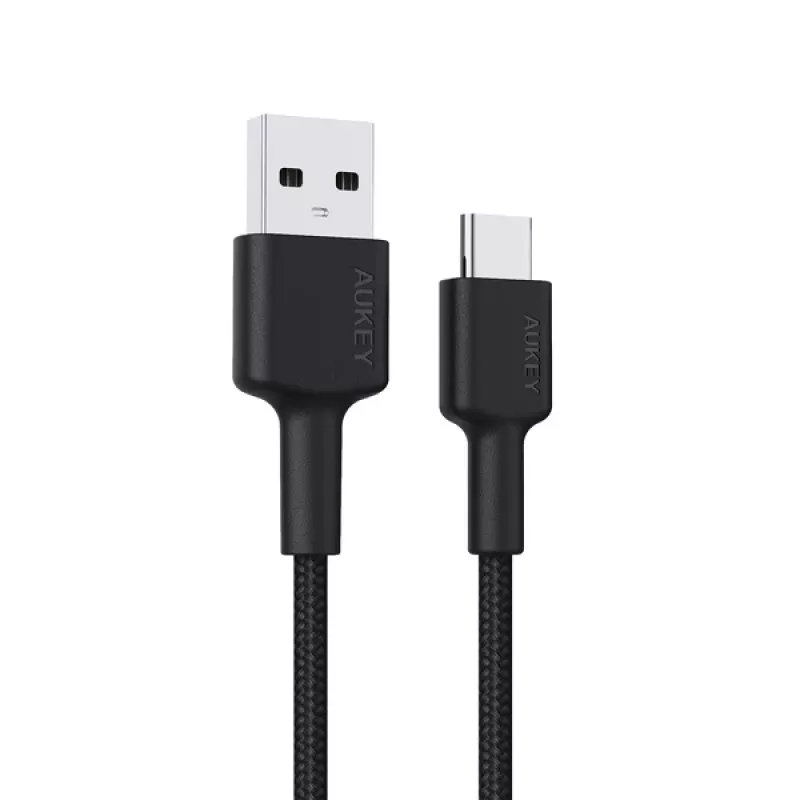 AUKEY CB-CD30 cabo de USB-A para USB-C 0,9 m, entrançado de nylon, 60W PD, 3A, preto