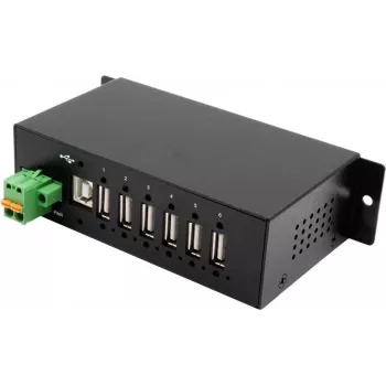 EXSYS EX-1596HMVS Hub USB 2.0 metálico de 6 portas com proteção contra sobretensão ESD de 15KV (calha DIN)