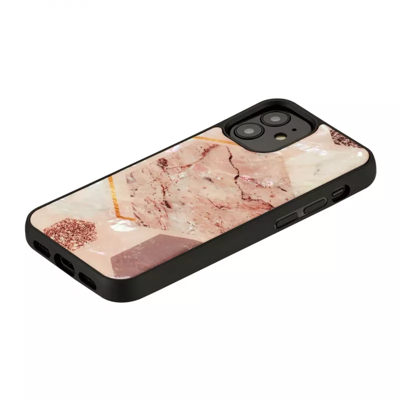 Capa de proteção iKins para Apple iPhone 12 mini — padrão de mármore rosa, ajuste fino