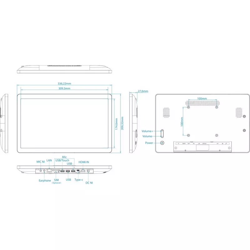 Tablet ALLNET Rocket 140-B-LTE 14 polegadas LTE Android 12 RK3588