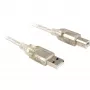 Delock 82057 cabo USB 2.0 Type-A macho para Type-B macho, 0,5 m, transparente