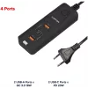Carregador CANYON H-10 PD 20W QC 3.0 18W 2USB-A 2USB-C de mesa preto