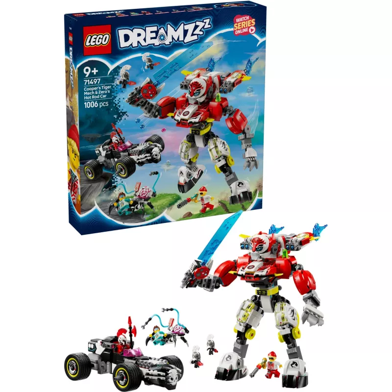 LEGO DREAMZZZ 71497 Coopers Tiger Mech e Zeros Hot Rod Car