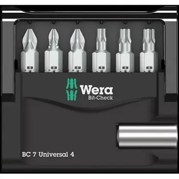 Wera Conjunto de pontas 7 peças Bit-Check 7 Universal 4 05135810001 Phillips Phillips, Phillips Pozidriv, Torx interior (05135810001)