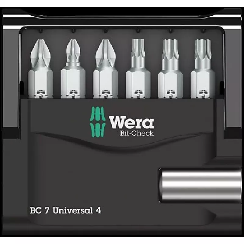 Wera Conjunto de pontas 7 peças Bit-Check 7 Universal 4 05135810001 Phillips Phillips, Phillips Pozidriv, Torx interior (05135810001)
