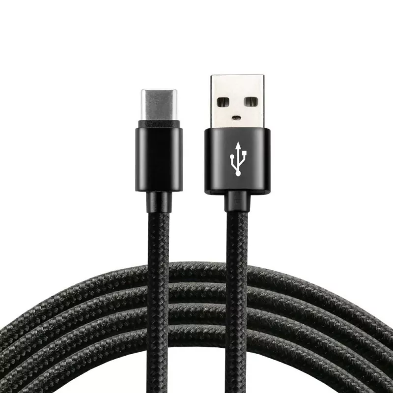 Cabo everActive USB-C 1 m - preto, entrançado, carregamento rápido, 3 A - CBB-1CB