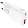 Carregador de dispositivo móvel interior AC 4smarts 541509 — 100–240V, USB-A + USB-C, cabo de 1,5 m, carregamento rápido, branco