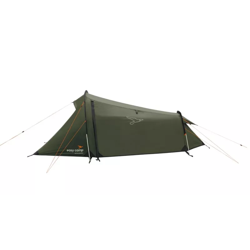 Tenda de túnel easy camp Sarek 1 (verde-escuro/laranja, 2025) — design de túnel para uma pessoa