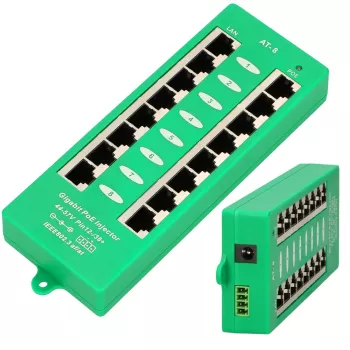 Injetor PoE Gigabit Extralink 8 portas ativo, 8 portas Gigabit 802.3at/af, Mode A